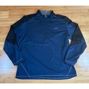 Calvin Klein 1/4 Zip Pullover Men’s XL Blue Black Stretch Athletic Shirt
